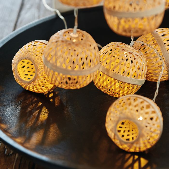 TD® guirlande sphères bambou Lumière LED tamisée décoration d'intérieu –