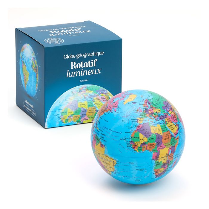 GLOBE GEOGRAPHIQUE ROTATIF LUMINEUX